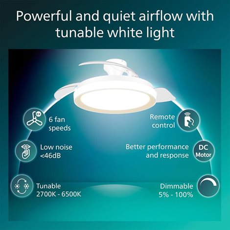 Bliss DC stropní ventilátor a svítidlo 28W+35W zlatý 3