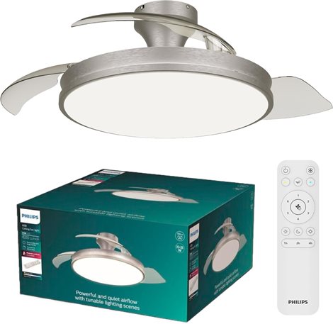 Atlas DC stropní ventilátor a svítidlo 28W+35W niklový 2