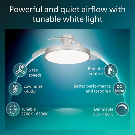 Atlas DC stropní ventilátor a svítidlo 28W+35W niklový 3