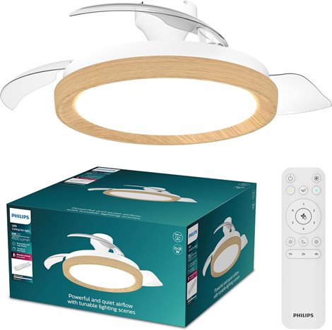Bliss DC stropní ventilátor a svítidlo 28W+35W dřevo 2