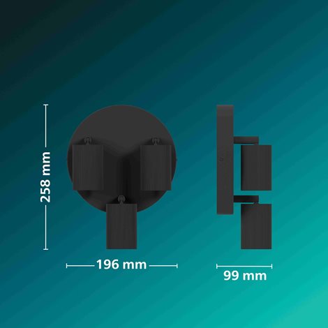Wyatt LED bodové svítidlo 3x5W, na desce, AC 220–240, černá 11