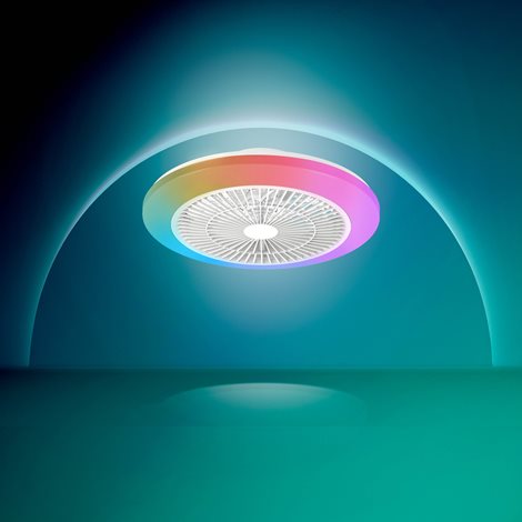 Amigo Stropní svítidlo s ventilátorem 20W+40W, 4400lm, AC 220–240, 2700–6500 K, IP20, RGB OFF bílá 6