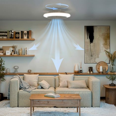Amigo Stropní svítidlo s ventilátorem 20W+40W, 4400lm, AC 220–240, 2700–6500 K, IP20, RGB OFF bílá 9