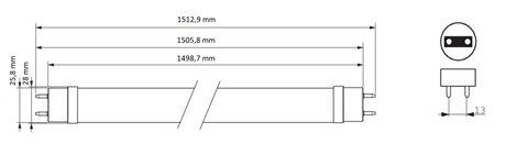 LED trubice Philips MASTER LEDtube Value 1500mm HO 20.5W 830 T8 2900lm 3000K 2