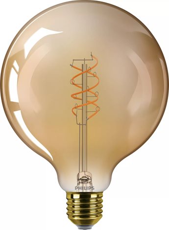 LED Žárovka jantarová s tradičním vzhledem 60 W, G125 E27, oranžová, stmívatelná 1