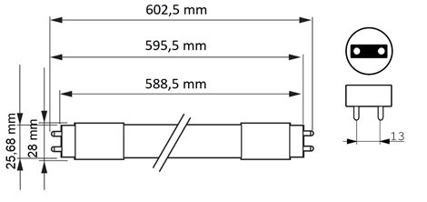 Pila LED tube 600mm 8W 840 G13 LED trubice 8W 800lm 2