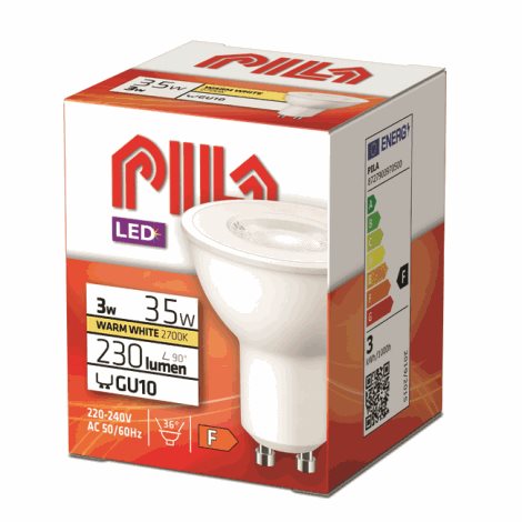 PILA LED 35W GU10 WW 36D ND LED žárovka 3W 230lm 2