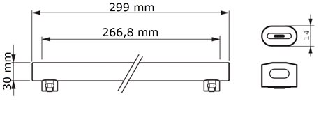 LED 2.2W 300mm S14S WW ND LED Žárovka 2,2W 250lm 2