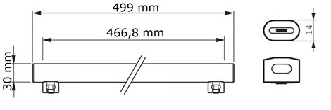 LED 3.5W 500mm S14S WW ND LED žárovka 3,5W 375lm 2