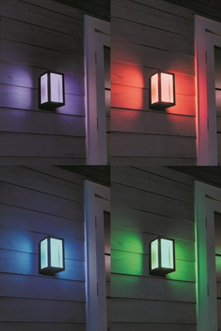 17429/30/P7 Hue WACA Impress venkovní nástěnné LED svítidlo 2x8W 1180lm 2200-6500K RGB IP44 černá 40