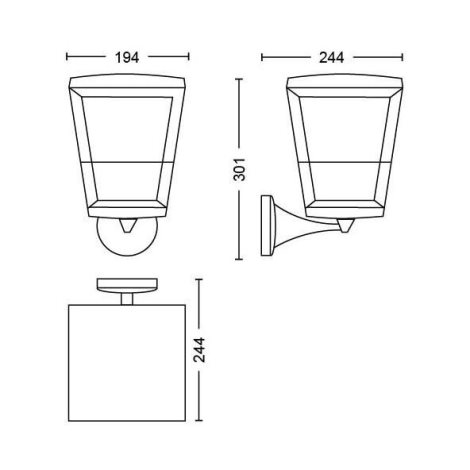 17439/30/P7 Hue WACA Econic venkovní nástěnné LED svítidlo 15W 1150lm 2200-6500K RGB IP44 černá 10