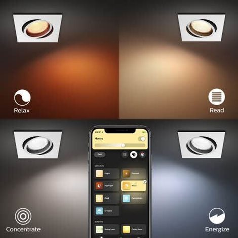 Hue WACA Centura podhledové LED svítidlo GU10 1x5,7W 350lm 2000-6500K RGB IP20 hranaté bílé 3