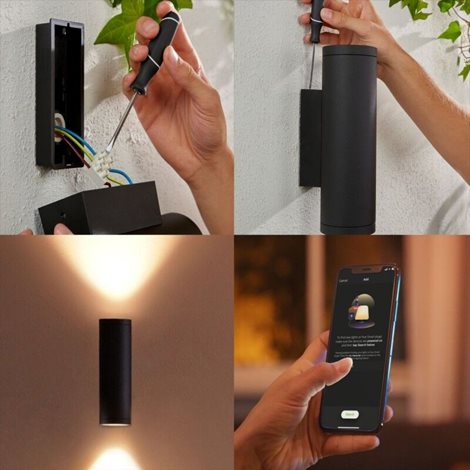 17463/30/P7 HUE WACA Appear venkovní nástěnné LED svítidlo 2x8W 1200lm 2000-6500K RGB IP44 černá 6