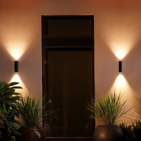 17463/30/P7 HUE WACA Appear venkovní nástěnné LED svítidlo 2x8W 1200lm 2000-6500K RGB IP44 černá 2