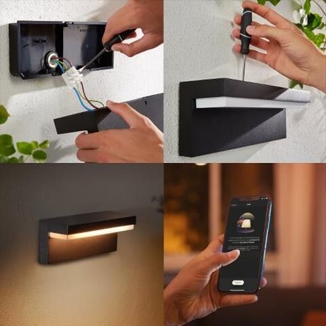 17456/30/P7 HUE WACA Nyro venkovní nástěnné LED svítidlo 1x13,5W 1020lm 2000-6500K RGB IP44 černá 5