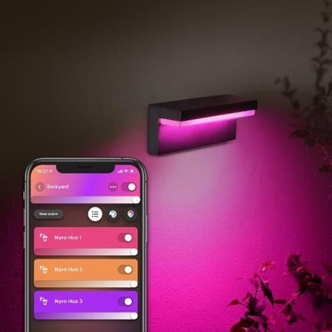 17456/30/P7 HUE WACA Nyro venkovní nástěnné LED svítidlo 1x13,5W 1020lm 2000-6500K RGB IP44 černá 4