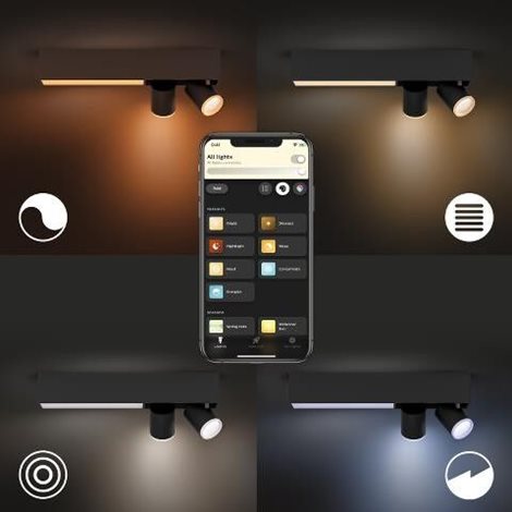 50610/30/P7 HUE WACA Centris stropní LED svítidlo 1x11W+GU10 2x5,7W 1560lm 2000-6500K RGB IP20 černá 10