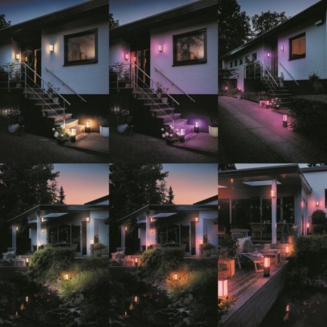 17430/30/P7 Hue WACA Impress venkovní nástěnné LED svítidlo 2x8W 1180lm 2200-6500K RGB IP44 černá 3