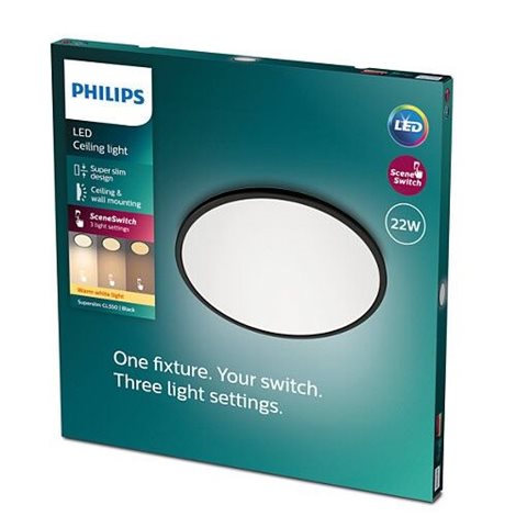 Superslim CL550 přisazené LED svítidlo 1x22W 2000lm 2700K IP20 43cm, krokově stmívatelné, černé 4