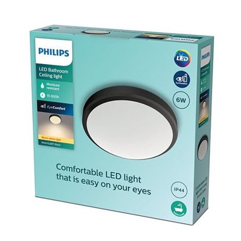 Doris CL257 koupelnové přisazené LED svítidlo 1x6W 600lm 2700K IP44 22cm, černé 4