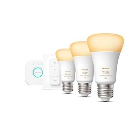 Hue sada Hue Bridge + 3x WA LED žárovka E27 A60 8W 1100lm 2200-6500K IP20 + ovladač 3