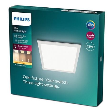 Superslim Touch CL560 stropní LED panel 1x12W 1100lm 2700K krokové stmívání 30cm hranatý IP20, bílý 6