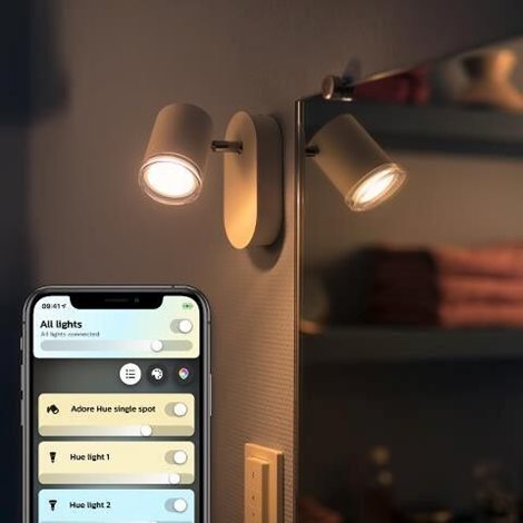 Hue WA Adore koupelnové bodové LED svítidlo GU10 1x5W 350lm 2200-6500K IP44 bílá + ovladač 8