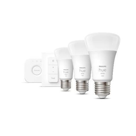 Hue sada Bridge + 3x HUE White žárovka LED E27 A60 9,5W 1100lm 2700K IP20 + ovladač 4