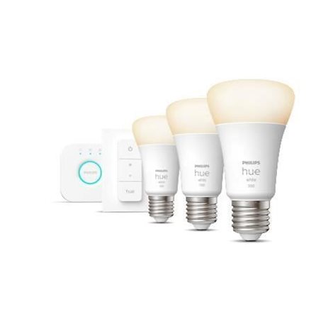 Hue sada Bridge + 3x HUE White žárovka LED E27 A60 9,5W 1100lm 2700K IP20 + ovladač 2