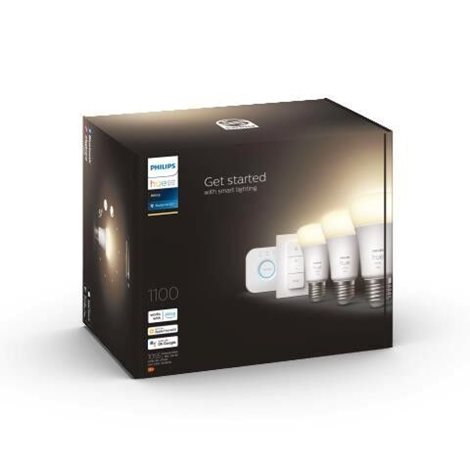 Hue sada Bridge + 3x HUE White žárovka LED E27 A60 9,5W 1100lm 2700K IP20 + ovladač 5