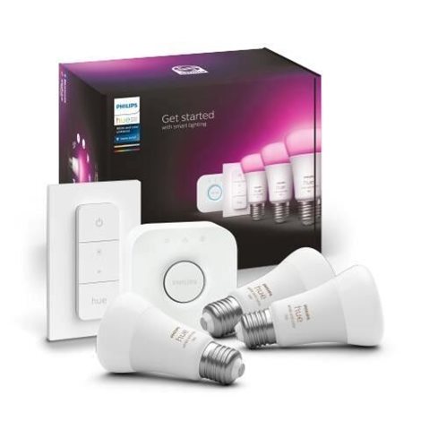 Hue Bluetooth 3x žárovka LED E27 A60 9W 1100lm 2000-6500K RGB + Bridge můstek + ovladač 7