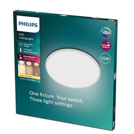 Superslim CL550 přisazené LED svítidlo 22W 2000lm 2700K krokové stmívání IP20 43cm, bílé 4