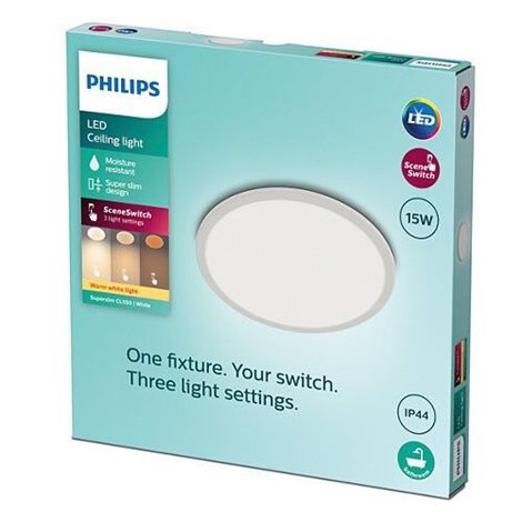 Superslim CL550 koupelnové přisazené LED svítidlo 15W 1300lm 2700K krokové stmívání IP44 25cm, bílé 2