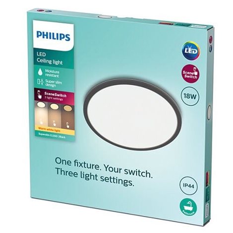 Superslim CL550 koupelnové přisazené LED svítidlo 18W 1500lm 2700K krokové stmívání IP44 30cm, černé 3