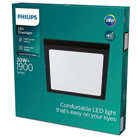 Magneos přisazené LED svítidlo 1x20W 1900lm 2700K IP20 hranaté 28,5cm, černé 2