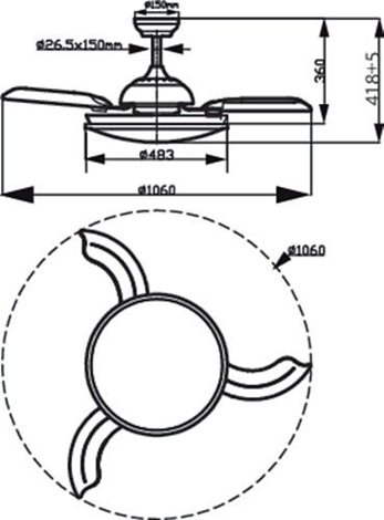 Atlas stropní svítidlo s ventilátorem 28W (větrák) + 35W (světlo) 4500lm 2700/4000/5500K 49cm, nikl  5