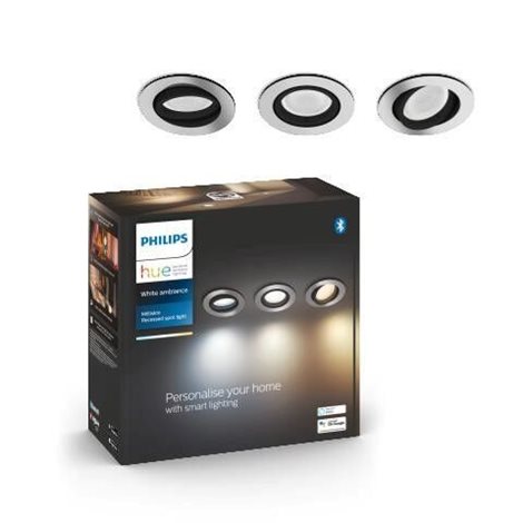 HUE WA Milliskin zápustné LED svítidlo 3x GU10 5,7W 350lm 2200-6500K IP20, hliník 3