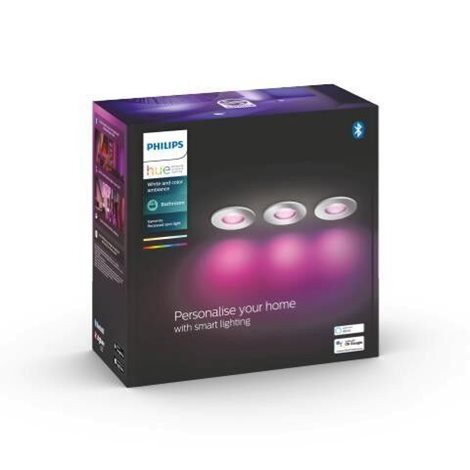 HUE WACA Xamento podhledové LED svítídlo 3x GU10 5.7W 350lm 2000-6500K RGB IP44, chrom 6