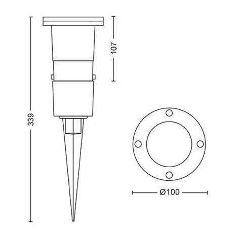 17481/30/P0 Puled venkovní zapichovací reflektor 1xGU10 5W 395lm 2700K IP44, černý 2