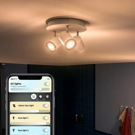 Hue WA Adore koupelnové bodové svítidlo 3x GU10 LED 5W 350lm 2200-6500K IP44, bílá + ovladač 4