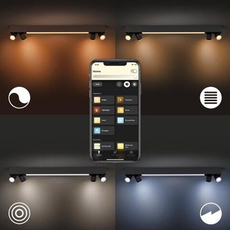 50607/30/P7 HUE WACA Centris stropní LED svítidlo 1x40W+GU10 4x5,7W 4200lm 2000-6500K RGB IP20 černá 8