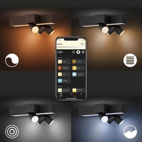 50608/30/P7 HUE WACA Centris stropní LED svítidlo 1x25W+GU10 3x5,7W 2810lm 2000-6500K RGB IP20 černá 8