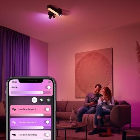 50608/30/P7 HUE WACA Centris stropní LED svítidlo 1x25W+GU10 3x5,7W 2810lm 2000-6500K RGB IP20 černá 3