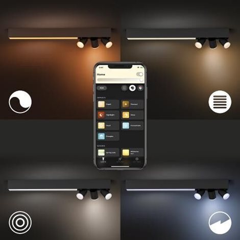 50609/30/P7 HUE WACA Centris stropní LED svítidlo 1x36W+GU10 3x5,7W 3550lm 2000-6500K RGB IP20 černá 6