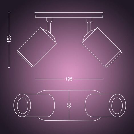 50632/30/P7 Hue WACA Fugato bodové LED svítidlo 2x GU10 5,7W 350lm 2000-6500K RGB IP20, černé 2