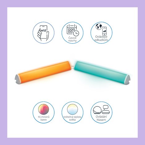 WiZ Dual Bar lineární LED svítidlo 10,5W 800lm 2200-6500K RGB IP20 30cm, bílé / sada 2ks 4