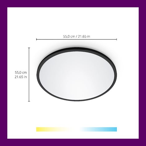 WiZ SuperSlim přisazené LED svítidlo 32W 3800lm 2700-6500K IP20 55cm, černé 4