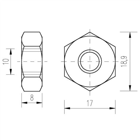 Matice M10 DIN934 8/Zn 2