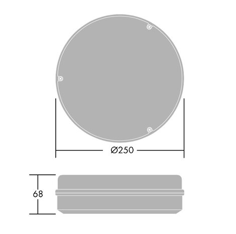 LARA LED 250 800 840 PC BLK LED svítidlo kruhové přisazené IP65 10W 4000K 800lm 8
