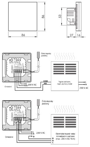 AURATON 2YA WiFi (bílý) termostat s ovládáním přes WiFi, napájení 230V, možnost uzamčení (topení, ch 4